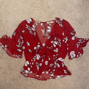 Red Floral Top